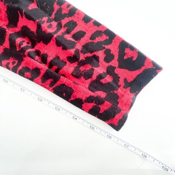 INC Leopard Sweater Top Red Black Bead Collar Trim Women's Petite M Long Sleeved - Picture 8 of 9